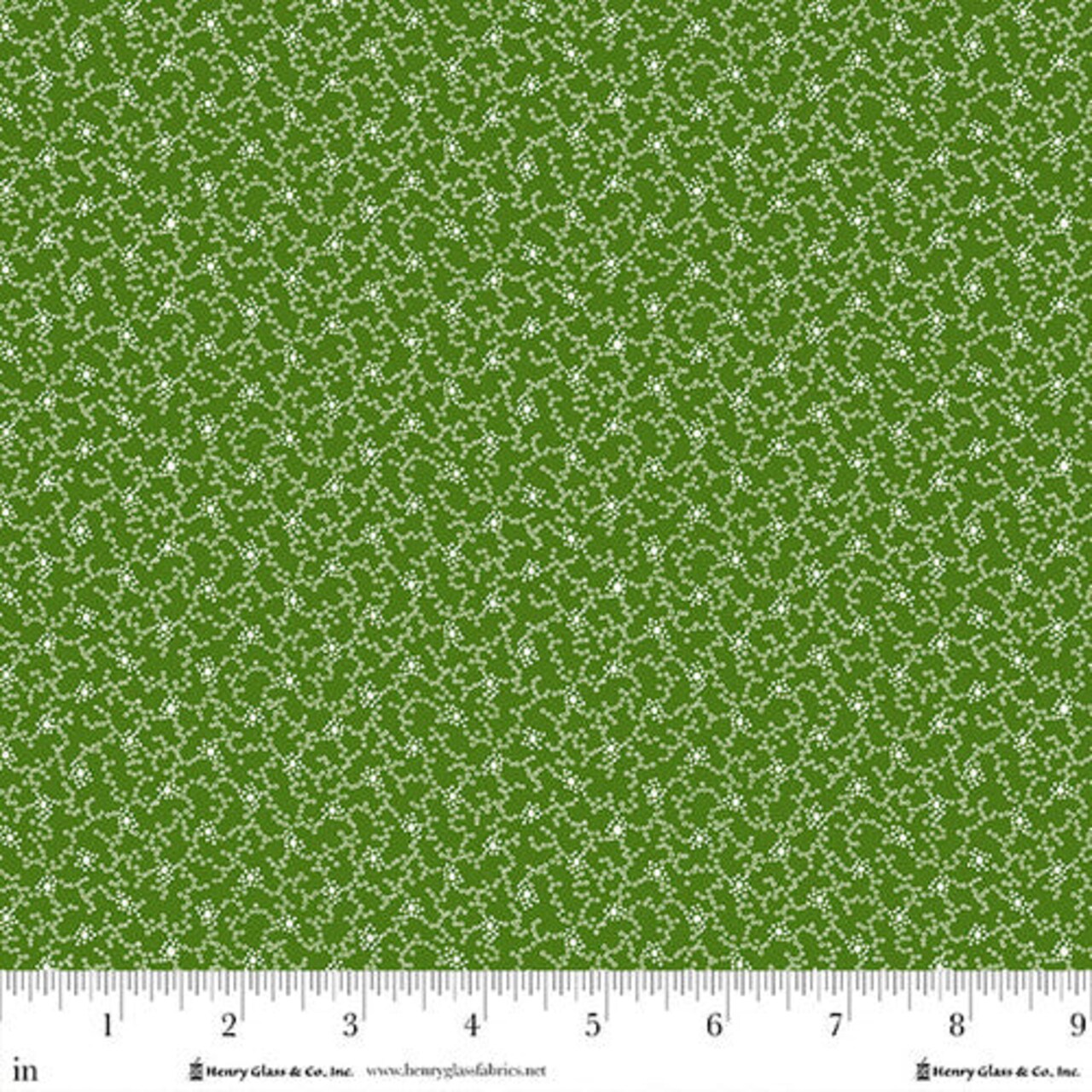 Fabric Henry Glass Green Rambling Dots Frosty and Forest Friends by the Quarter Yard 2046-66